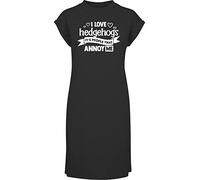 Hippowarehouse I Love Hedgehogs It's People That Annoy Me t-Shirt Dress Women's Adults Nightie Nightdress Black