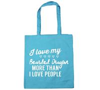 Hippowarehouse I love my bearded dragon more than I love people Tote Shopping Gym Beach Bag 42cm x38cm, 10 litres
