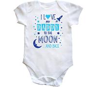 Hippowarehouse I Love My Daddy to The Moon and Back (Blue) Baby Vest Bodysuit (Short Sleeve) Boys Girls