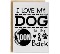 Hippowarehouse I Love My Dog To The Moon And Back Birthday Card A5 Personalised with envelope for him for her Funny Cards for Men and Women Blank inside option