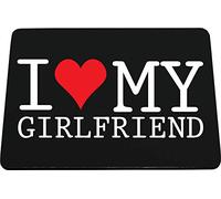 Hippowarehouse I Love My Girlfriend printed mouse mat pad accessory black rubber base 240mm x 190mm x 60mm