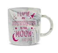 Hippowarehouse I Love My Godmother to The Moon and Back (Pink) Printed Mug Various Colour Options Ceramic Cup Kitchenware 11oz