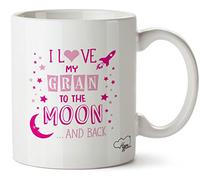 Hippowarehouse I Love My Gran to The Moon and Back (Pink) Printed Mug Cup Ceramic 10oz