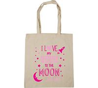Hippowarehouse I Love My Gran to the Moon and Back (Pink) Tote Shopping Gym Beach Bag 42cm x38cm, 10 litres
