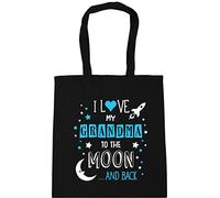 Hippowarehouse I Love My Grandma to the Moon and Back (Blue) Tote Shopping Gym Beach Bag 42cm x38cm, 10 litres