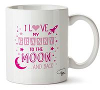 Hippowarehouse I Love My Granny to The Moon and Back (Pink) Printed Mug Cup Ceramic 10oz