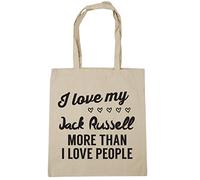 Hippowarehouse I love my jack russell more than I love people Tote Shopping Gym Beach Bag 42cm x38cm, 10 litres
