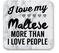 Hippowarehouse I love my maltese more than I love people pack of 2 coasters gloss finish durable backing 9cm x 9cm