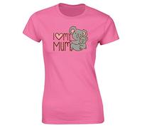 Hippowarehouse I Love My Mum Koala Womens Fitted Short Sleeve t-Shirt (Specific Size Guide in Description) Pink