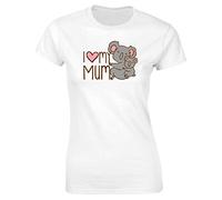 Hippowarehouse I Love My Mum Koala Womens Fitted Short Sleeve t-Shirt (Specific Size Guide in Description) White