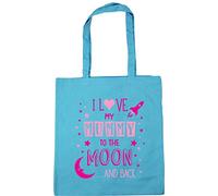 Hippowarehouse I Love My Mummy to the Moon and Back (Pink) Tote Shopping Gym Beach Bag 42cm x38cm, 10 litres