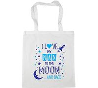 Hippowarehouse I Love My Nan to the Moon and Back (Blue) Tote Shopping Gym Beach Bag 42cm x38cm, 10 litres