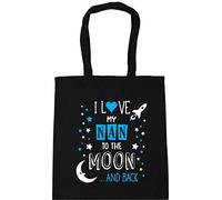 Hippowarehouse I Love My Nan to the Moon and Back (Blue) Tote Shopping Gym Beach Bag 42cm x38cm, 10 litres