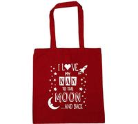 Hippowarehouse I Love My Nan to the Moon and Back (Pink) Tote Shopping Gym Beach Bag 42cm x38cm, 10 litres