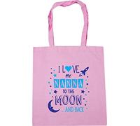 Hippowarehouse I Love My Nanna to the Moon and Back (Blue) Tote Shopping Gym Beach Bag 42cm x38cm, 10 litres