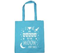 Hippowarehouse I Love My Nanna to the Moon and Back (Blue) Tote Shopping Gym Beach Bag 42cm x38cm, 10 litres