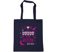 Hippowarehouse I Love My Nanna to the Moon and Back (Pink) Tote Shopping Gym Beach Bag 42cm x38cm, 10 litres