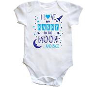 Hippowarehouse I Love My Nanny to the Moon and Back (Blue) baby vest bodysuit (short sleeve) boys girls