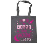 Hippowarehouse I Love My Nanny to the Moon and Back (Pink) Tote Shopping Gym Beach Bag 42cm x38cm, 10 litres