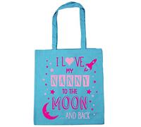 Hippowarehouse I Love My Nanny to the Moon and Back (Pink) Tote Shopping Gym Beach Bag 42cm x38cm, 10 litres