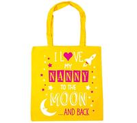 Hippowarehouse I Love My Nanny to the Moon and Back (Pink) Tote Shopping Gym Beach Bag 42cm x38cm, 10 litres