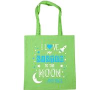 Hippowarehouse I Love My Sister to the Moon and Back (Blue) Tote Shopping Gym Beach Bag 42cm x38cm, 10 litres