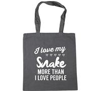 Hippowarehouse I love my snake more than I love people Tote Shopping Gym Beach Bag 42cm x38cm, 10 litres