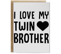 Hippowarehouse I love my twin brother Birthday Card A5 Personalised with envelope for him for her Funny Cards for Men and Women Blank inside option