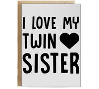 Hippowarehouse I love my twin sister Birthday Card A5 Personalised with envelope for him for her Funny Cards for Men and Women Blank inside option