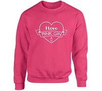 Hippowarehouse I Love Pink Gin Unisex Jumper Sweatshirt Pullover (Specific Size Guide in Description)