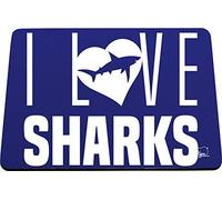 Hippowarehouse I Love Sharks printed mouse mat pad accessory black rubber base 240mm x 190mm x 60mm
