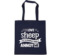 Hippowarehouse I Love Sheep It's People That Annoy Me Tote Shopping Gym Beach Bag 42cm x38cm, 10 litres