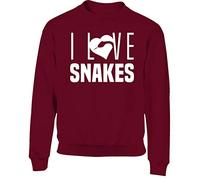 Hippowarehouse I Love Snakes Kids Children's Unisex Jumper Sweatshirt Pullover Maroon