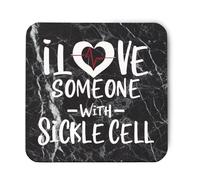 Hippowarehouse I Love Someone With Sickle Cell printed coaster gloss finish durable backing 9cm x 9cm 2 pack