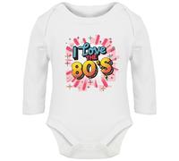 Hippowarehouse I Love The 80's Disco baby vest bodysuit (long sleeve) boys girls