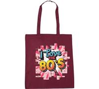 Hippowarehouse I Love The 80's Disco Tote Shopping Gym Beach Bag 42cm x38cm, 10 litres