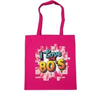 Hippowarehouse I Love The 80's Disco Tote Shopping Gym Beach Bag 42cm x38cm, 10 litres