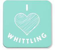 Hippowarehouse I Love Whittling pack of 2 coasters gloss finish durable backing 9cm x 9cm