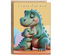 Hippowarehouse I love you dad dinosaur Personalised Card A5 with envelope for him for her Funny Cards for Men and Women Blank inside option