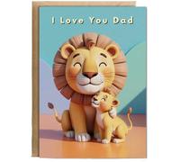 Hippowarehouse I love you dad lion Personalised Card A5 with envelope for him for her Funny Cards for Men and Women Blank inside option