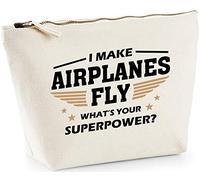 Hippowarehouse I make airplanes fly what's your superpower? printed make up cosmetic wash bag 18x19x9cm