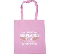 Hippowarehouse I make airplanes fly what's your superpower? Tote Shopping Gym Beach Bag 42cm x38cm, 10 litres