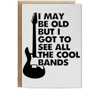 Hippowarehouse I may be old but I got to see all the cool bands Birthday Card A5 Personalised with envelope for him for her Funny Cards for Men and Women Blank inside option