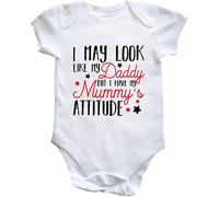 Hippowarehouse I May Look Like My Daddy But I Have My Mummy's Attitude baby vest bodysuit (short sleeve) boys girls