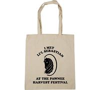 Hippowarehouse I met li'l sebastian at the pawnee harvest festival Tote Shopping Gym Beach Bag 42cm x38cm, 10 litres