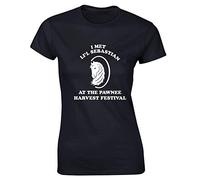 Hippowarehouse I met li'l Sebastian at The Pawnee Harvest Festival Womens Fitted Short Sleeve t-Shirt (Specific Size Guide in Description) Black