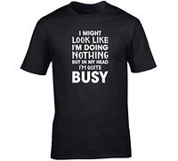 Hippowarehouse I Might Look Like I'm Doing Nothing But in My Head I'm Quite Busy Unisex Short Sleeve t-Shirt (Specific Size Guide in Description) Black