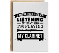 Hippowarehouse I Might look like I'm listening But in my Head I'm playing my clarinet Birthday Card A5 Personalised with envelope for him for her Funny Cards for Men and Women Blank inside option