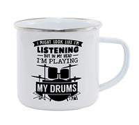 Hippowarehouse I Might Look Like I'm Listening But in My Head I'm Playing My Drums Printed Mug Various Colour Options Ceramic Cup Kitchenware 11oz