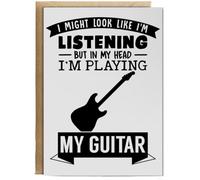 Hippowarehouse I Might look like I'm listening But in my Head I'm playing my Guitar Birthday Card A5 Personalised with envelope for him for her Funny Cards for Men and Women Blank inside option